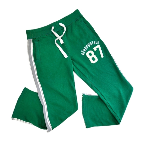 Y2K Aeropostale 87 Fleece Sweat Lounge Pants, Green Mens Medium - Picture 2 of 9